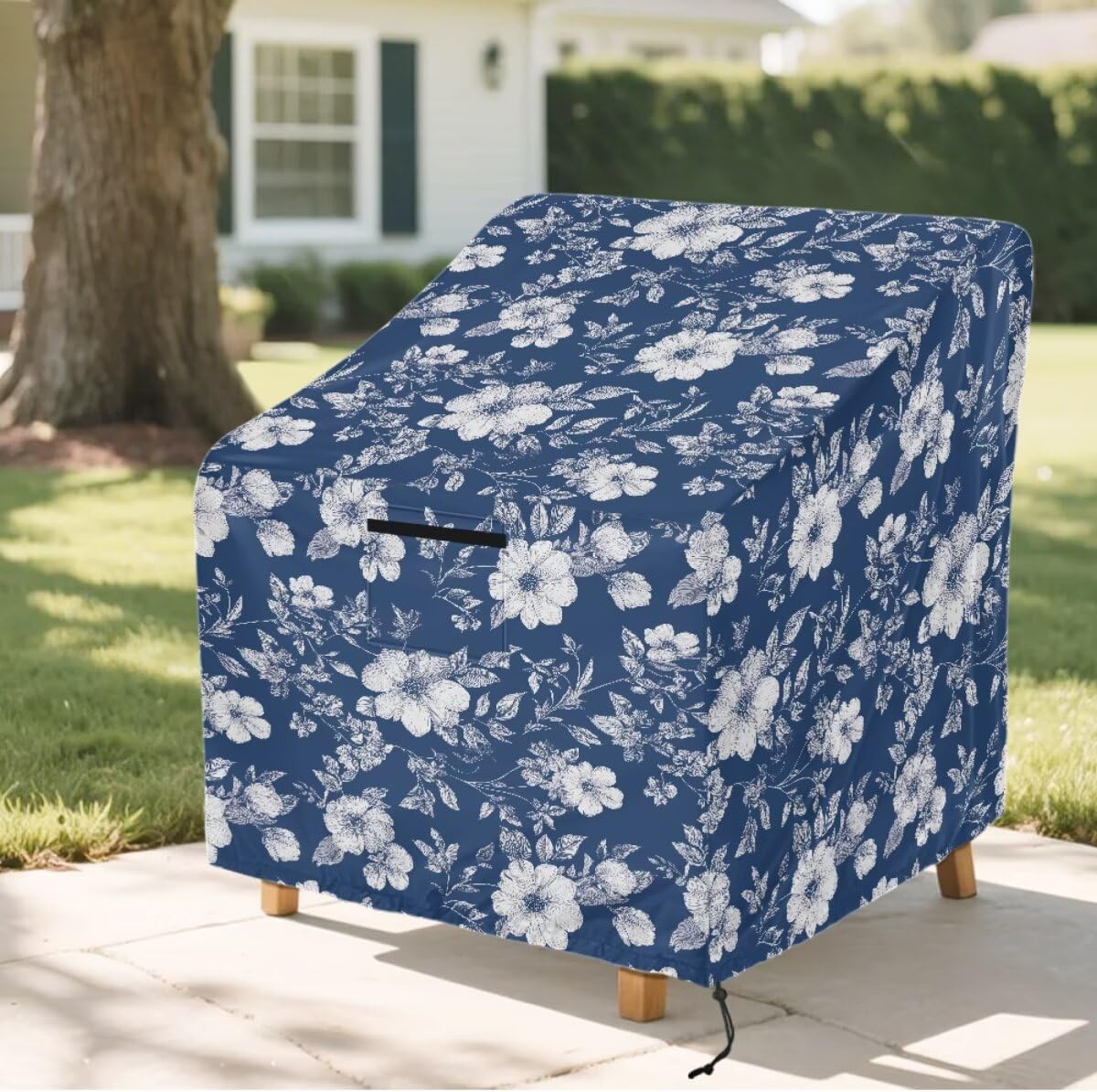 Vintage Flower Print Patio Chair Covers Lounge Deep Seat Cover, Heavy Duty Water-Resistant Outdoor Lawn Patio Furniture Covers, 33"x35"x36"