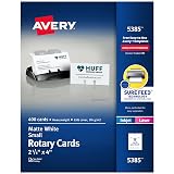 Printable Rotary Cards with Sure Feed Technology, 2-1/6" x 4", White, 400 Blank Cards for Laser or Inkjet Printers (05385) – view 1