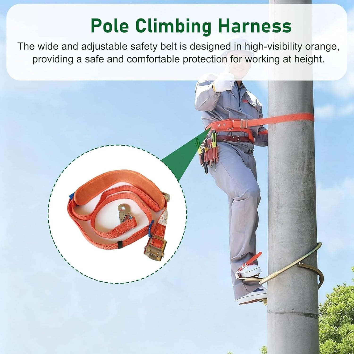 Tree Climbing Spikes & Straps, Portable High Strength and Anti Slip Concrete Pole Climbing Shoes Tree Climbing Gear with Adjustable Shoe Strap for Jungle Tree Work Picking