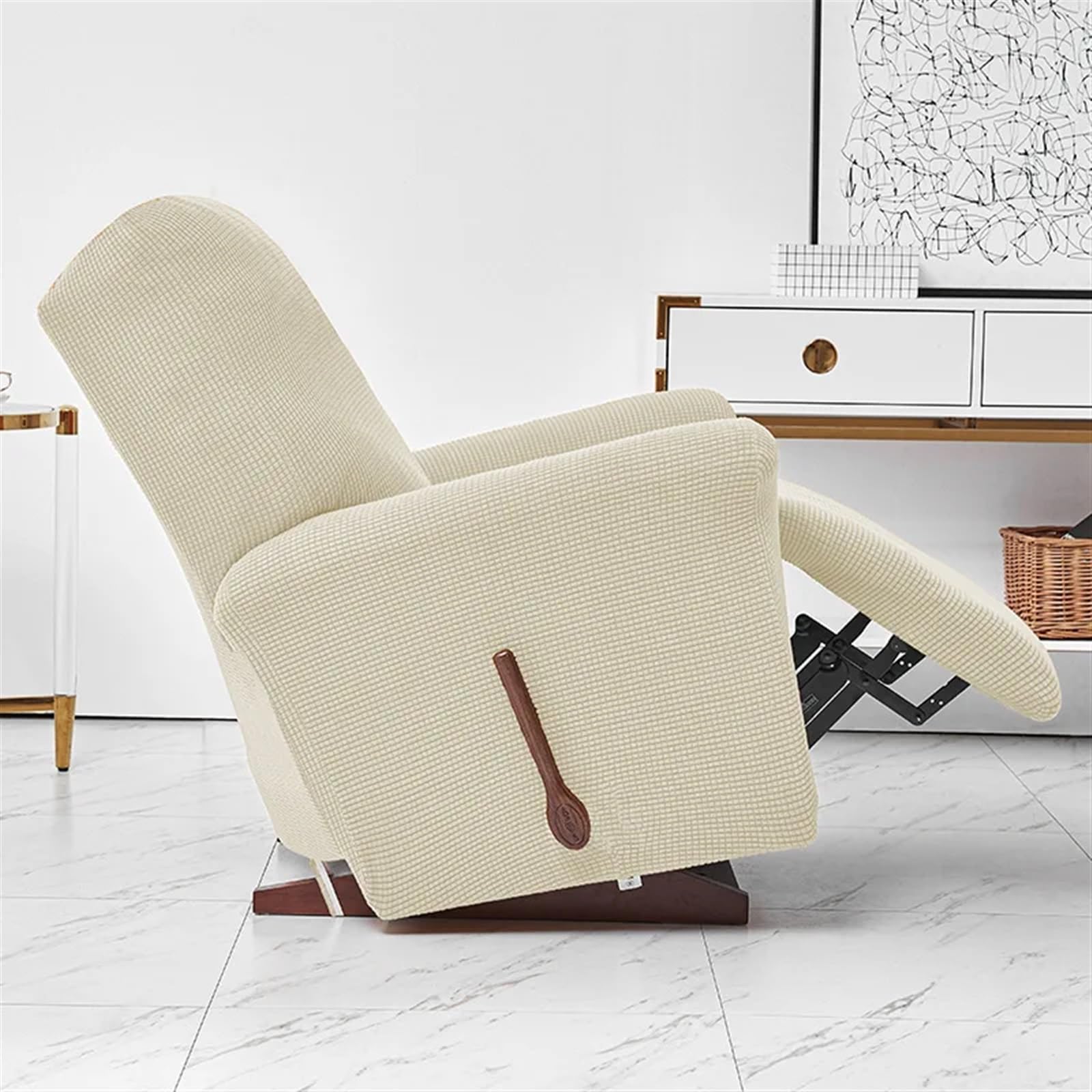 Rivestimento Della Poltrona Solid Color Recliner Sofa Cover Split Cover for Armchair Stretch Non-Slip 1 Seater Couch Dust-Proof Case Cover(Light Grey)