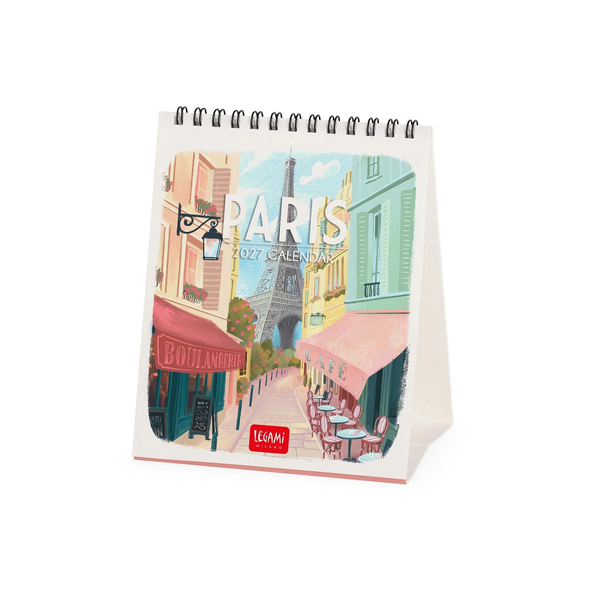 Legami - 2027 Paris Desk Calendar, 12 Months Desk Calendar and Yearly Planner in English, Zodiac Signs, International Holidays, 12 x 14.5 cm