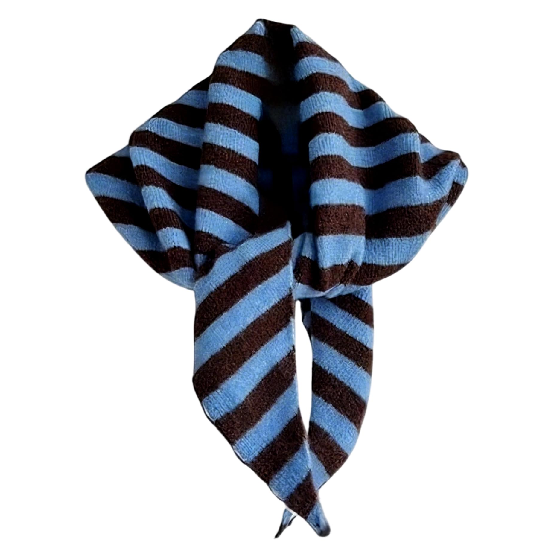 Ameble Women's Blue And Brown Cashmere Scarf Soft Warm Triangle Scarf Neckerchief Aesthetic Accessories Streetwear Triangle Shawl, Cashmere Knit Tri