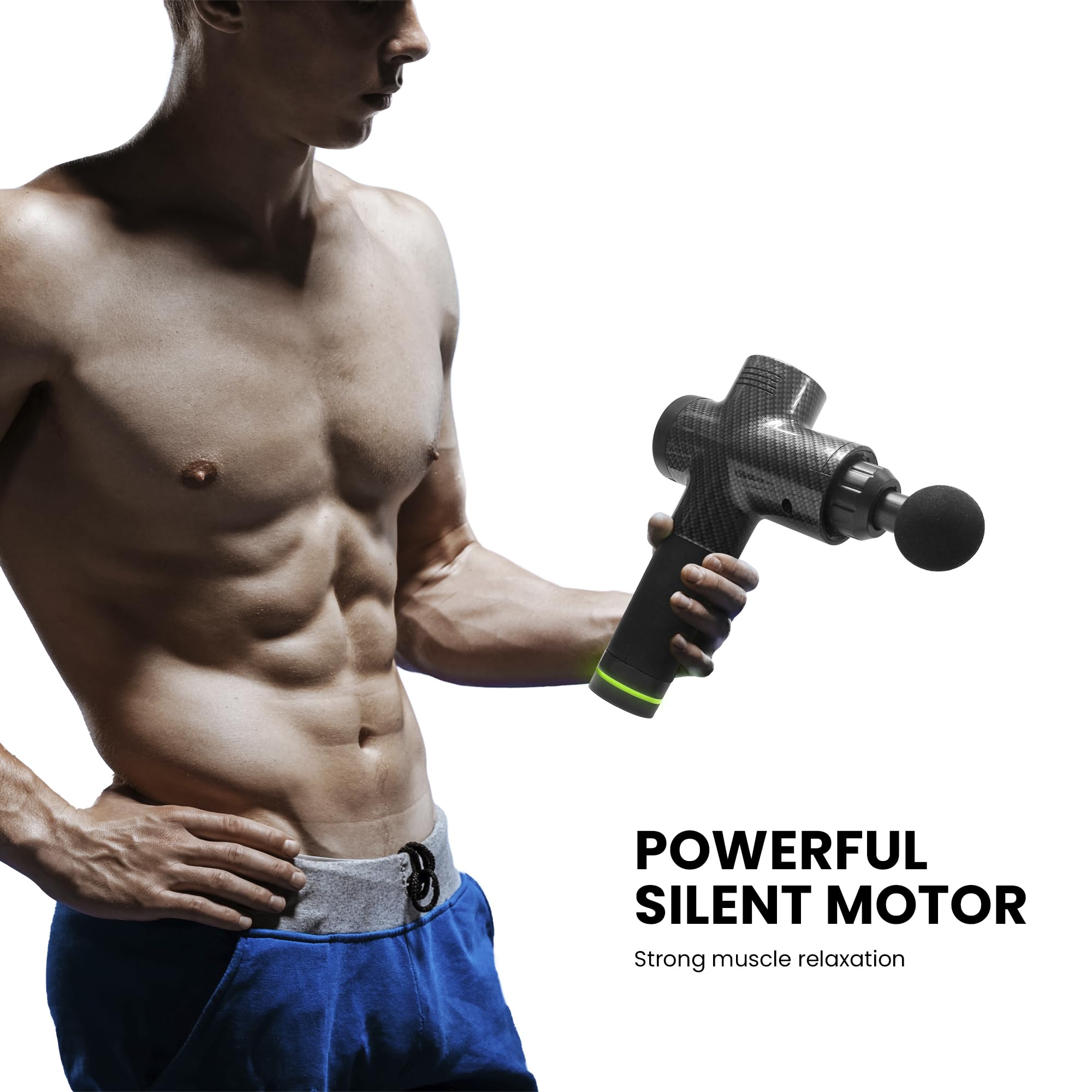 Pistolet De Massage Musculaire - 30 Niveaux, 6 Têtes Interchangeables, écran LCD