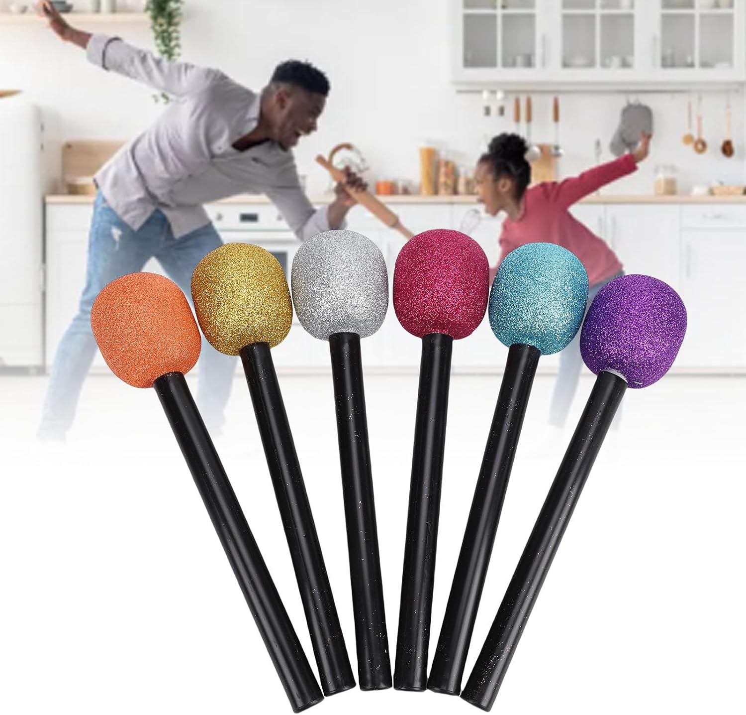 6PCS Multicolor Microphone Prop Plastic Faux Microphone for Stage Karaoke Costume Birthday Party