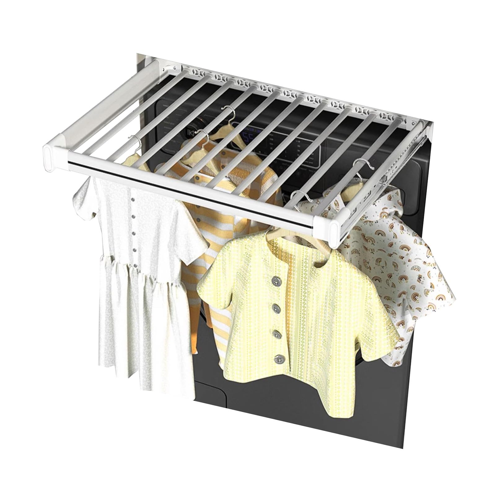JYBNBBE Invisible Pull-out Drying Rack, Adjustable Aluminum Alloy Hanger for Heavy-Duty Laundry, Space-Saving Solution (White 85)