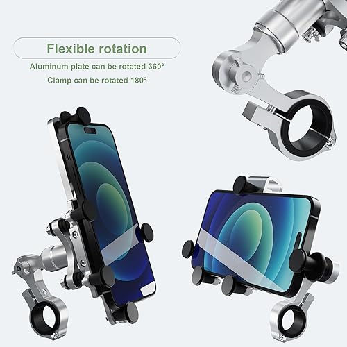 Miniatura 5 de EFEALL Soporte de teléfono para motocicleta, soporte de teléfono celular de aleación de aluminio con cojín suave y clip de metal ajustable,