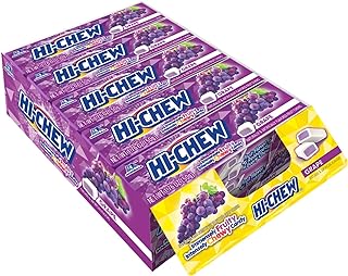 HI-CHEW Grape Sticks - Box of 15, 1.76oz ea | Unique Fun Soft & Chewy Taffy Candy | Immensely Juicy Fruit Flavors