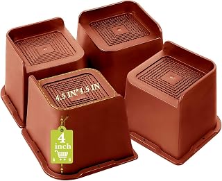 Bed Risers 1 inch, 2 inch, 3 inch, 4 inch, 6 inch, 8 inch Heavy Duty, Oversized Furniture Riser for Couch Sofa Table Chair Leg Frame Dorm, Support up to 6000 Lbs (Brown 4 Pack, 4 inch)