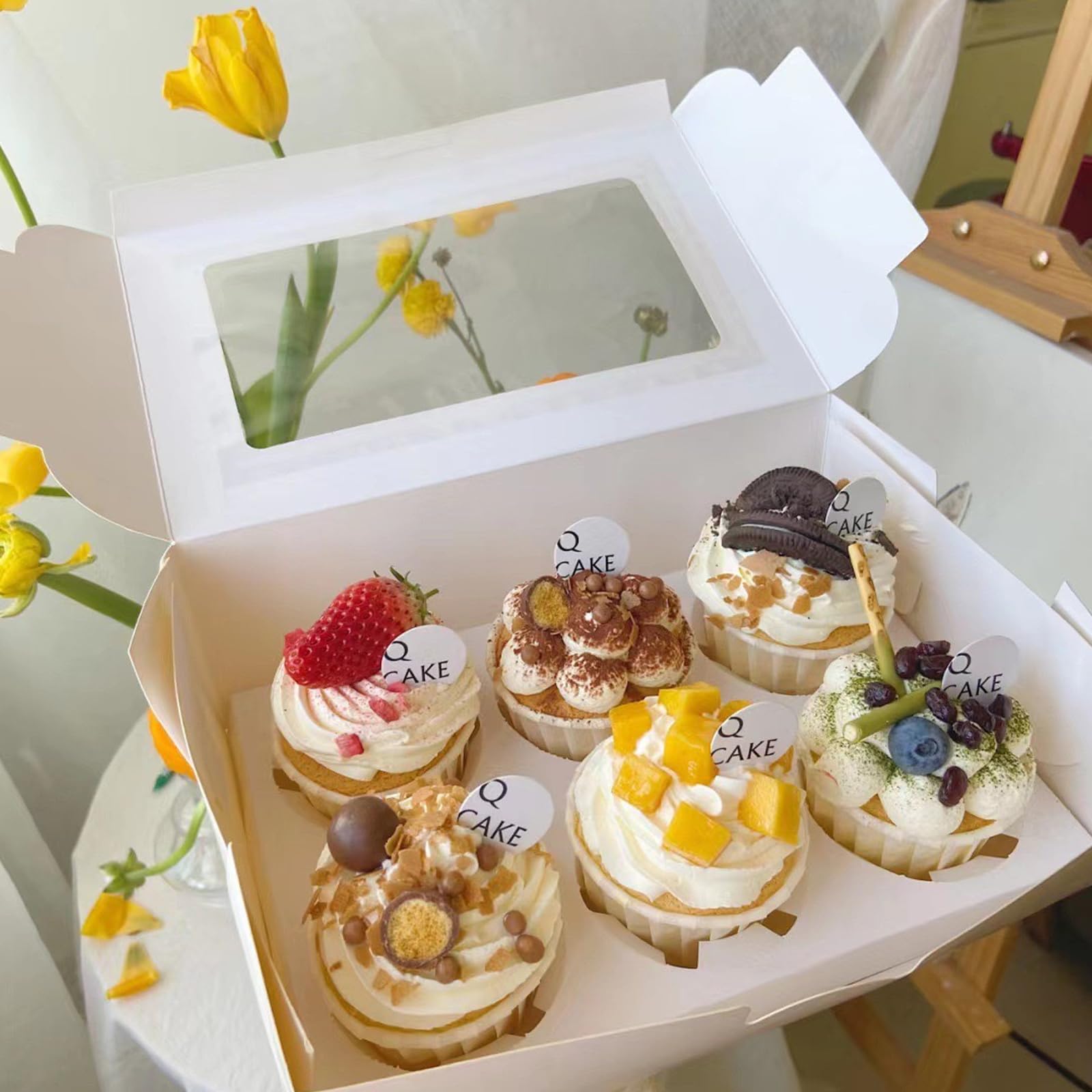Scatola per cupcake, 15 pezzi, in cartone con finestra, per cupcake