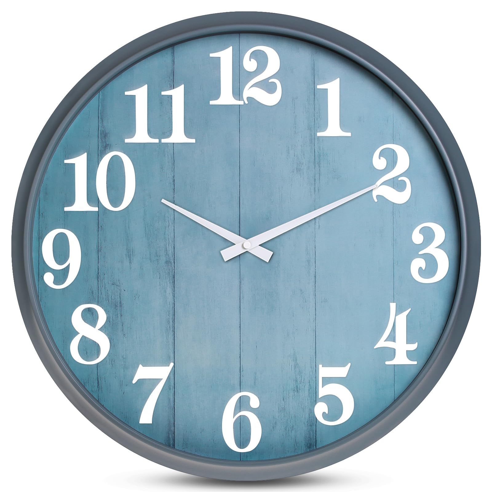 eYotto Horloge de Jardin étanche 46 cm, silencieuse, surdimensionnée, Fonctionne avec Piles, pour terrasse, Piscine, Salon, Bureau, décoration (Morden)