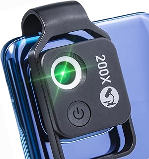 Phone Microscope Attachment 200X with CPL Lens/LED Light,The Best Portable Microscope to Enjoy Microworld for Kids and Adults (Black)