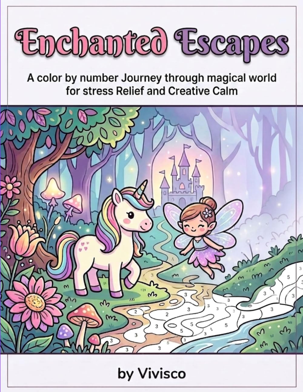 Enchanted Escapes: A color by number Journey through magical world for stress Relief and Creative Calm