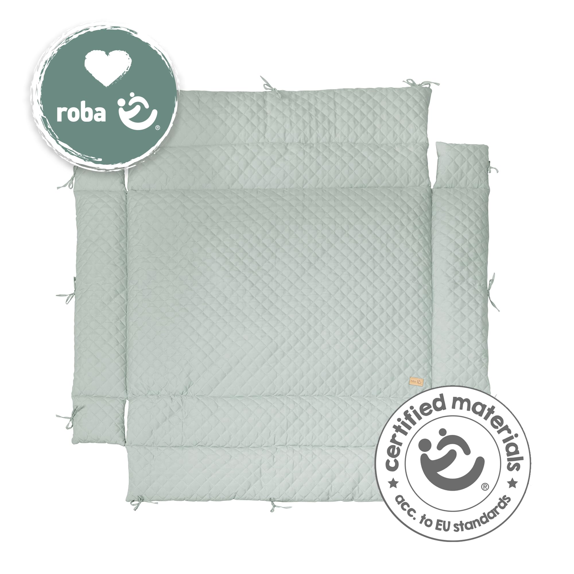 roba Laufgittereinlage "roba Style" für Laufgitter 75 x 100-100 x 100 cm - Gesteppte Einlage mit Seitenpolsterung - Frosty Green