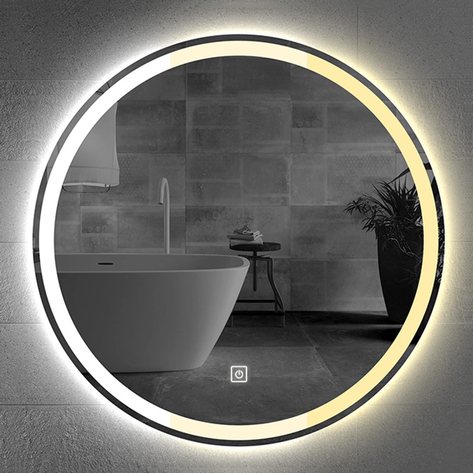 WJFTODAY Dimmable 60cm LED Bathroom Mirror with Light, Frameless Wall-Mounted Makeup Mirror, Touch Control, Explosion-Proof, 3 Color Temperature Options, Perfect for Vanity