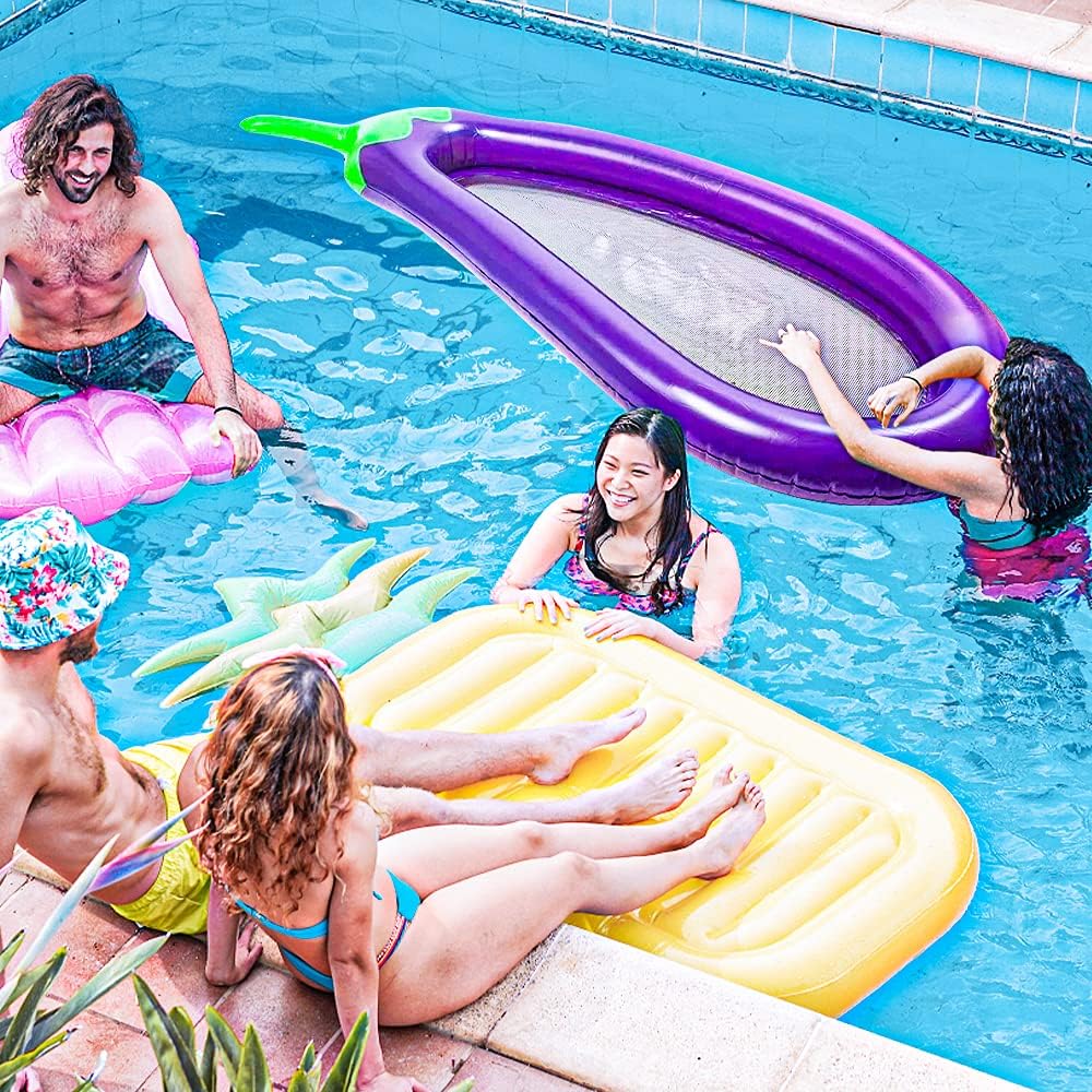 X XBEN Swimming Pool Floats for Adults, Large Inflatable Pool Rafts Chair Float, Multi-Purpose Floating Lounge Chair, Portable Water Hammock Floaties with Mesh Bottom for Adults,Kids