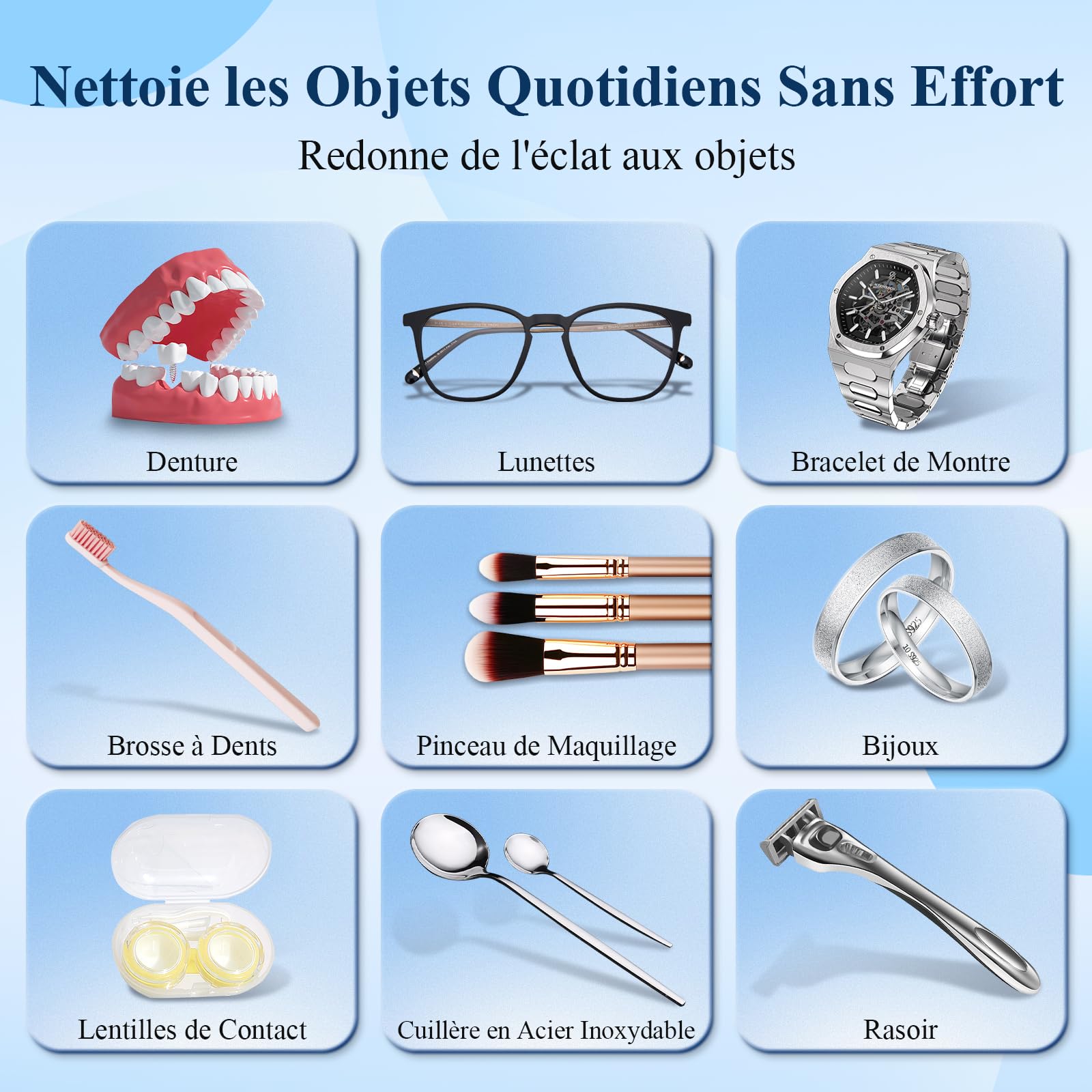 Minthouz Nettoyeur Ultrasons, 48000Hz Ultrasonic Cleaner 500ml Nettoyeur Ultrasons Lunettes avec 5 Modes, Bac a Ultrason pour Lunettes de Vue, Bijoux, Montres, Dentier, etc
