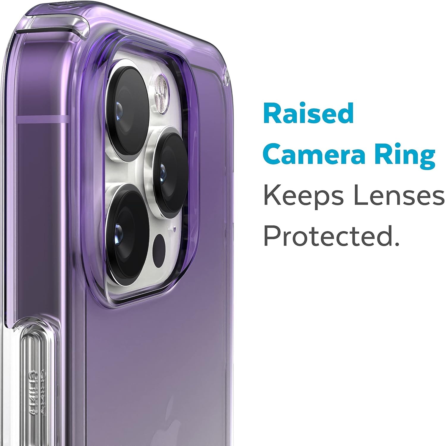 Speck Clear iPhone 14 Pro Case - Drop Protection, Scratch Resistant Dual Layer Slim Phone Case for 6.1" iPhone 14 Pro - Anti-Yellowing & Anti-Fade Case - Ombre Amethyst Purple Fade/Clear GemShell