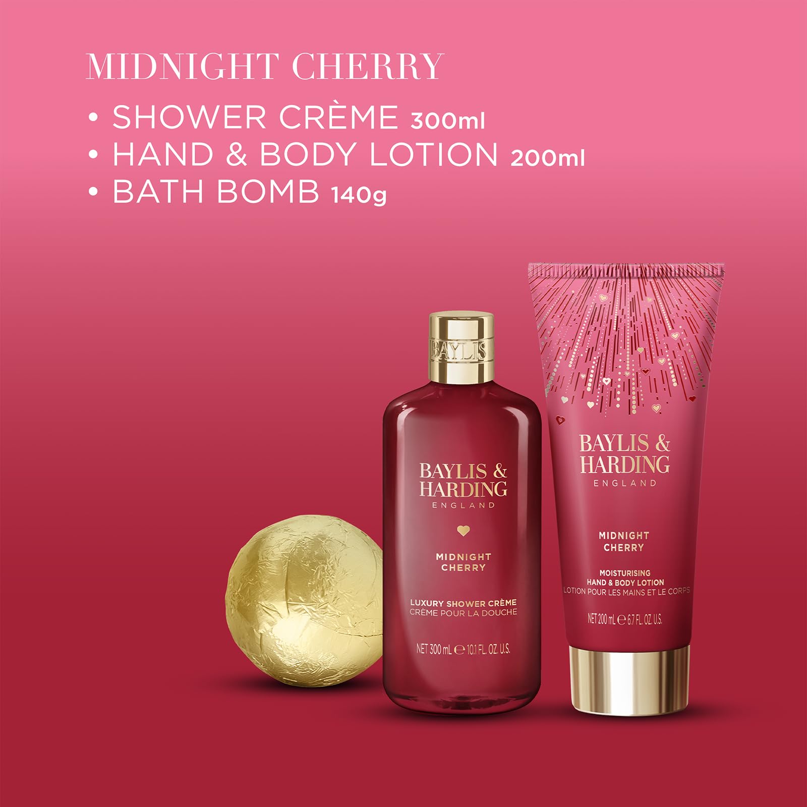 Baylis & Harding Midnight Cherry Luxury Heart Keepsake Gift Box Gift Set (Pack of 1) - Vegan Friendly - Image 3