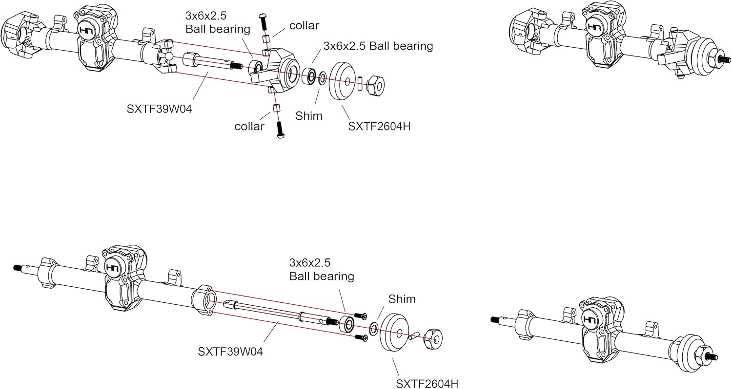 HR Front or Rear Wheel Weights fit +4mm Steel Drive Stub for Axial SCX24