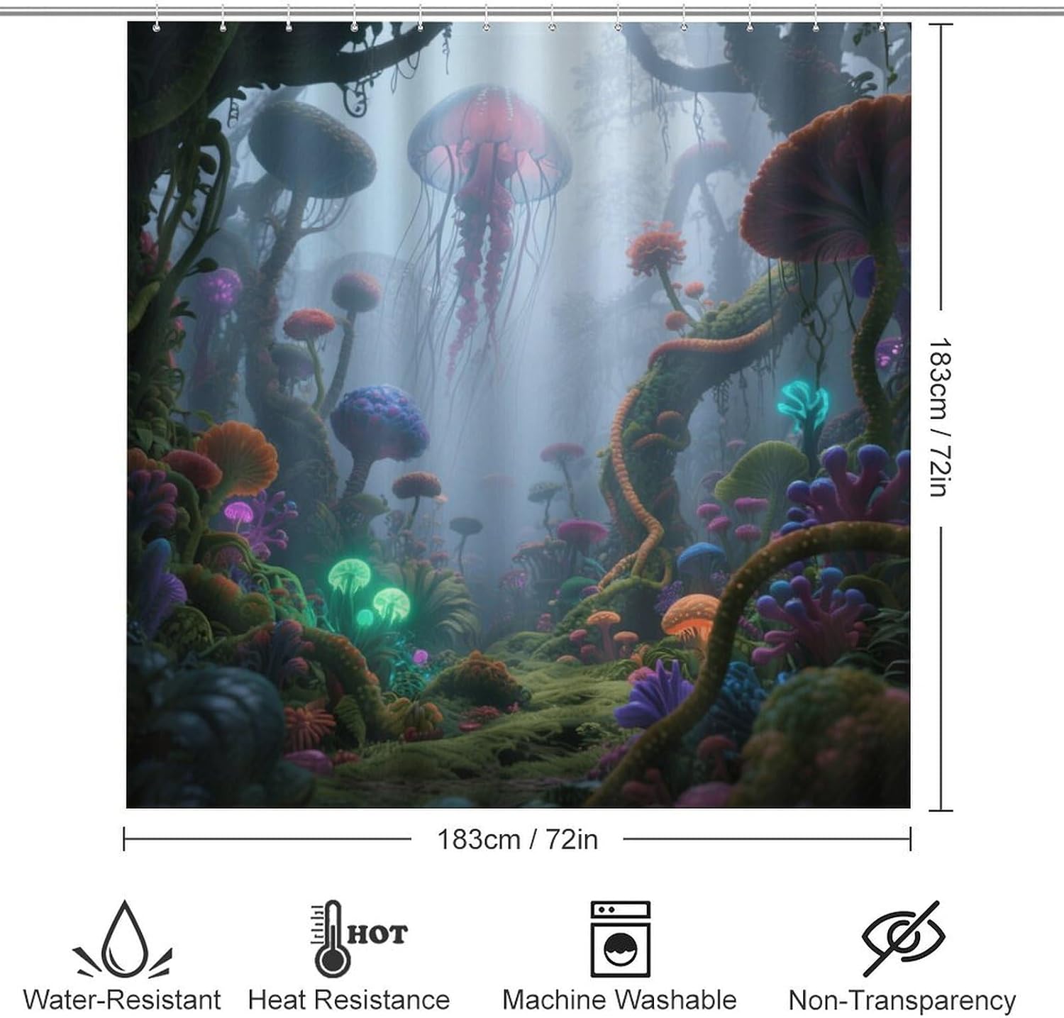 Fantasy Jungle Bath Rug Set 4 Piece,Bathroom Accessories Set-Toilet Rugs U Shaped,Toilet Lid Cover,Shower Curtain and Rugs,Ultra Soft, Absorbent,Home Decor
