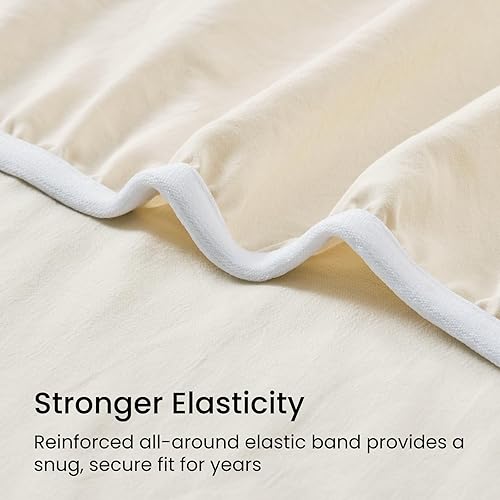 Miniatura 3 de GOKOTTA Solo sábana bajera ajustable tamaño King de 16 pulgadas de profundidad con correas elásticas en las esquinas, microfibra de poliéster lavada