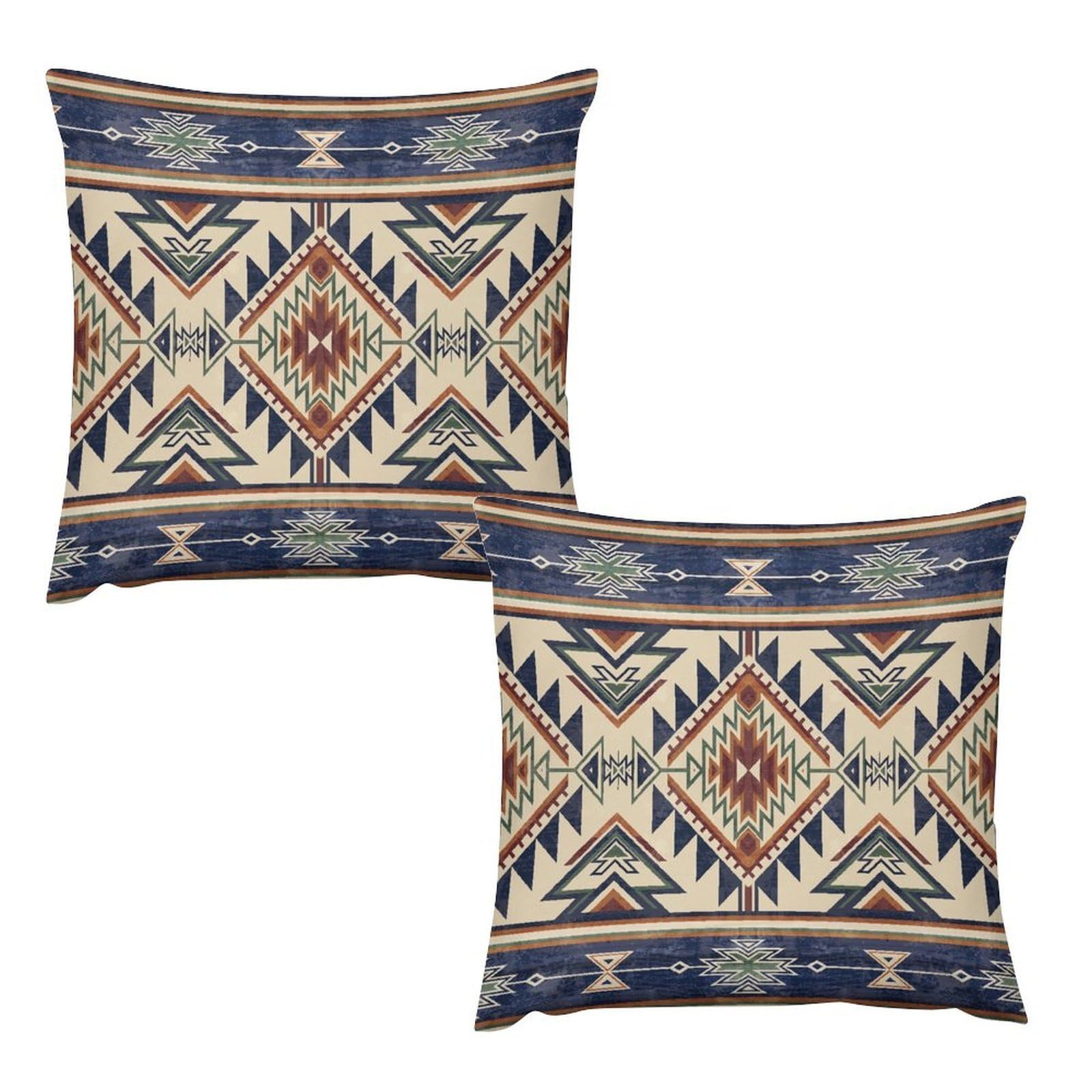 FengMingRui Southwestern Aztec Throw Pillow Covers Retro Tribal Navajo Pattern Pillowcovers for Living Room Bedroom Kitchen Home Decor Cafe Sofa Couch Bed Set of 2 18 "x18