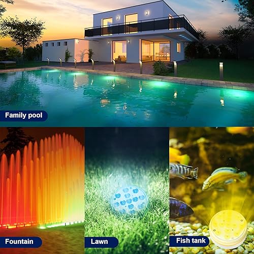Miniatura 6 de Luz sumergible para piscina, 16 colores, luces LED subacuáticas, impermeable, IP68, 13, LED súper brillante con control remoto RF, adecuado para