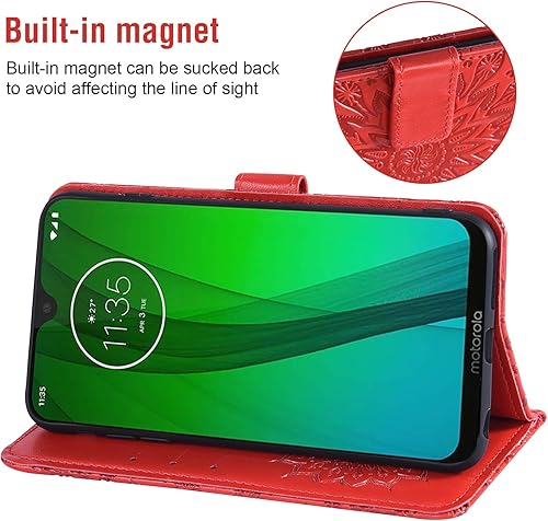 Miniatura 10 de Funda de teléfono para Motorola Moto G7G7+Revvlry Plus con protector de pantalla de vidrio templado, funda de cuero con tapa para tarjetero,