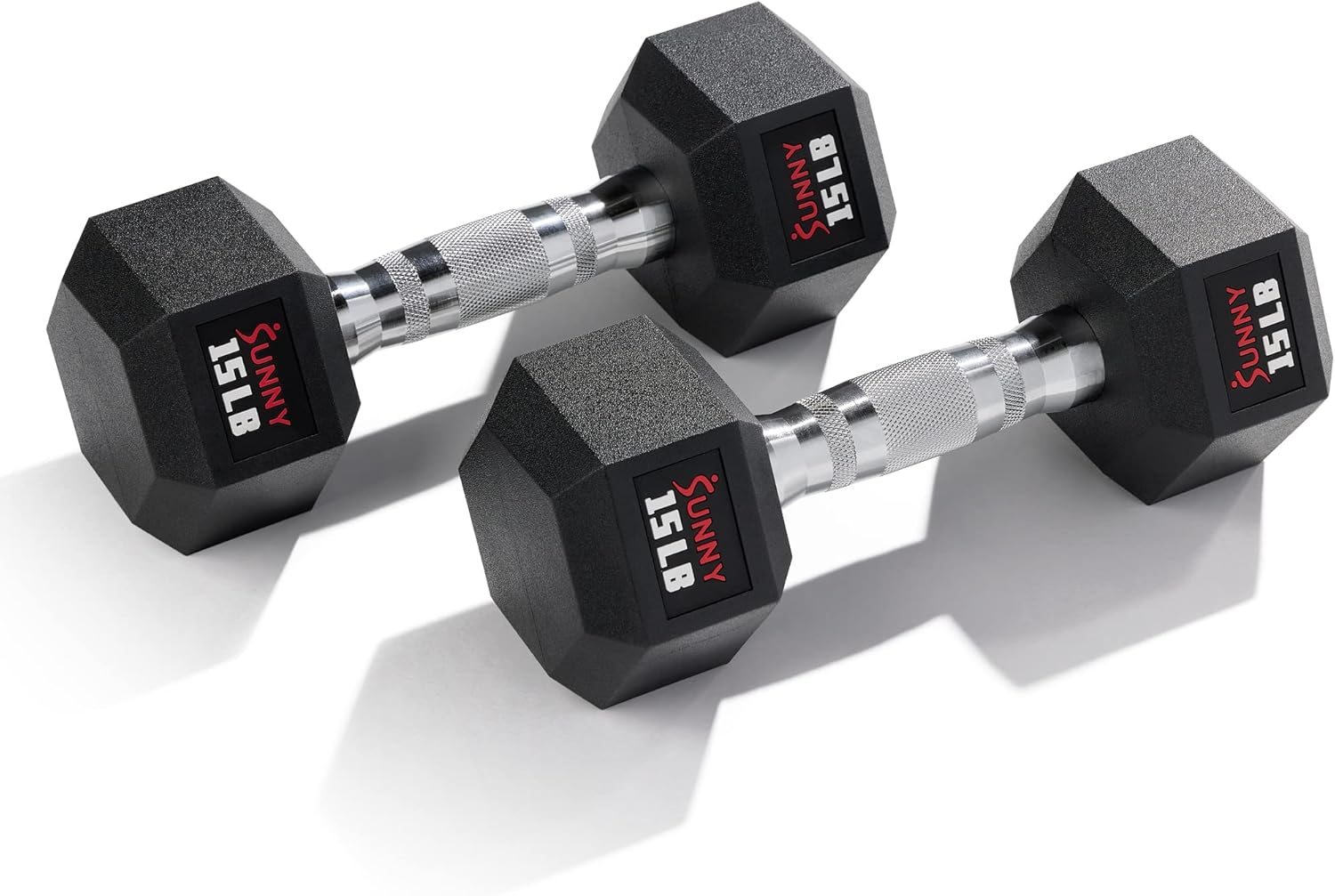 Sunny Health Fitness Hex Style Dumbbell 5 LBS TO 50 LBS Chrome Handles, Hand Weight for Strength Training, Home Gym, Exercise, Workout Equipment Multiple Size Options Sunny Health Fitness Hex Style Dumbbell 5 LBS TO 50 LBS Chrome Handles, Hand Weight for Strength Training, Home Gym, Exercise, Workout Equipment Multiple Size Options