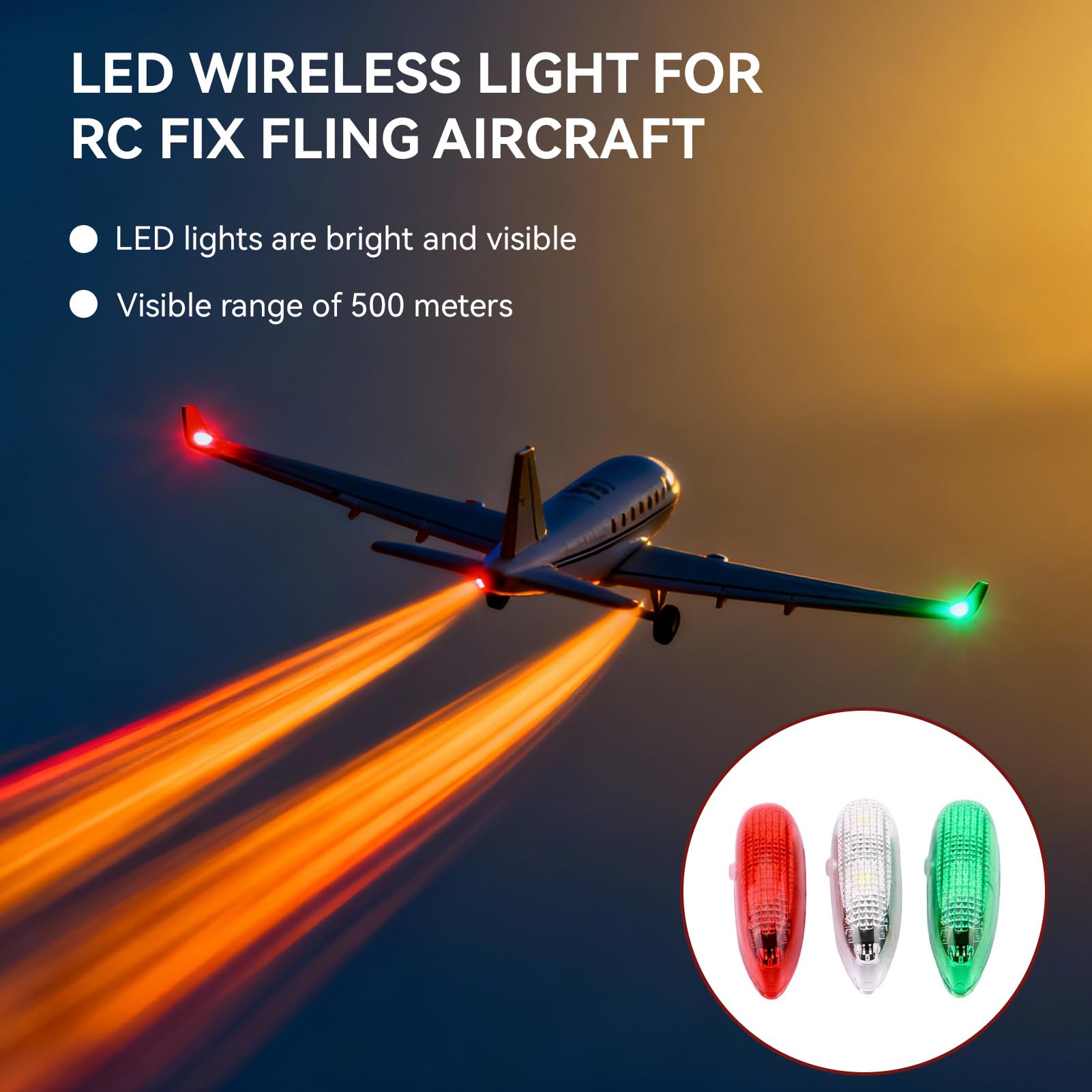 HERCHR Luz para Coche RC, 3 Unidades de luz LED inalámbrica con Flash para dron, para Aviones de ala Fija RC, anticolisión, Intermitente, Advertencia para Drones, Aviones, helicópteros,