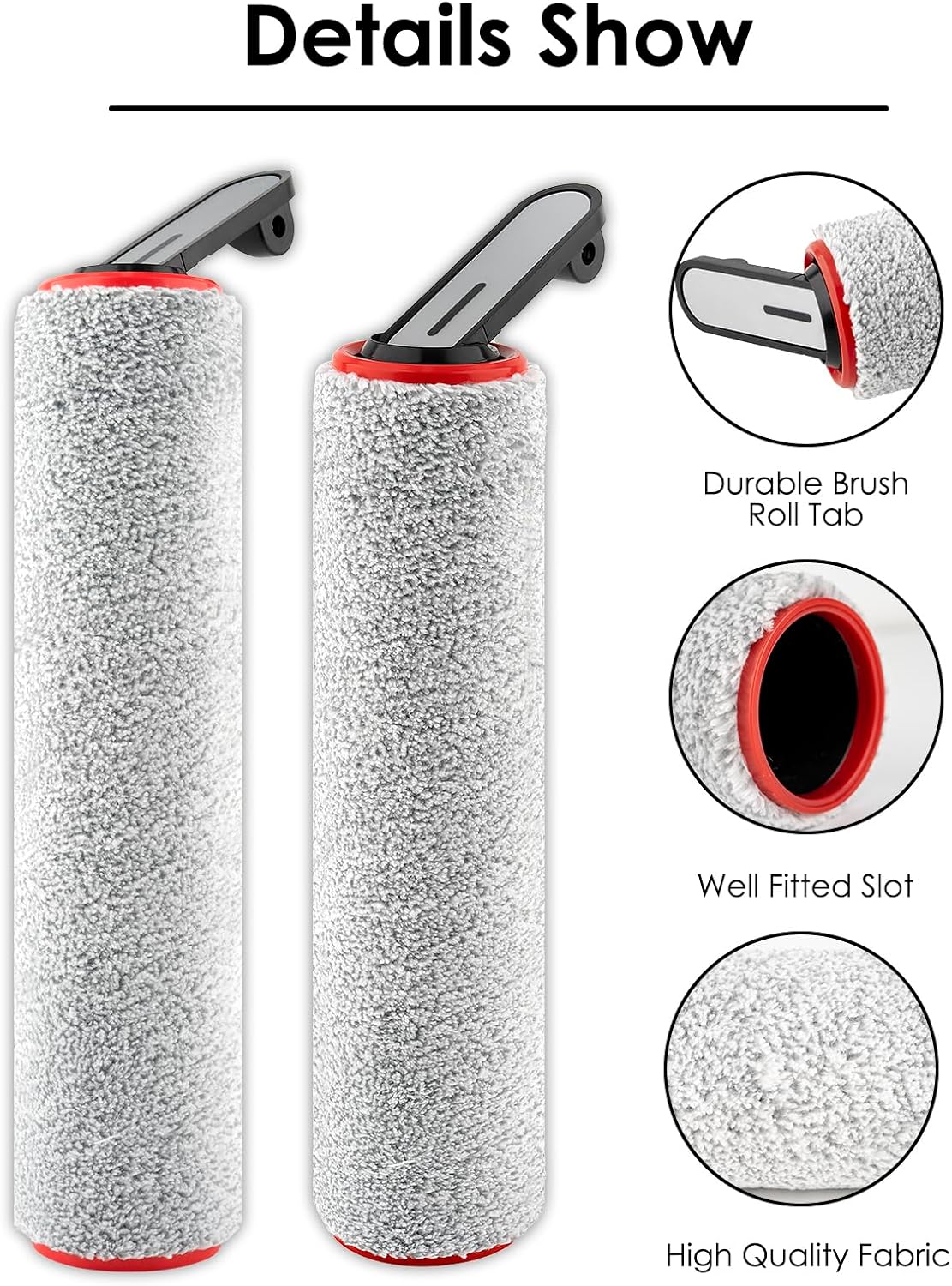 (3 Pack) H14 Pro Replacement Roller Brushes for Dreame H14 Pro Wet Dry Vacuum Cleaner, Roller Brush Accessories Kit, Multi-Surface Brushes, Brush Rollers