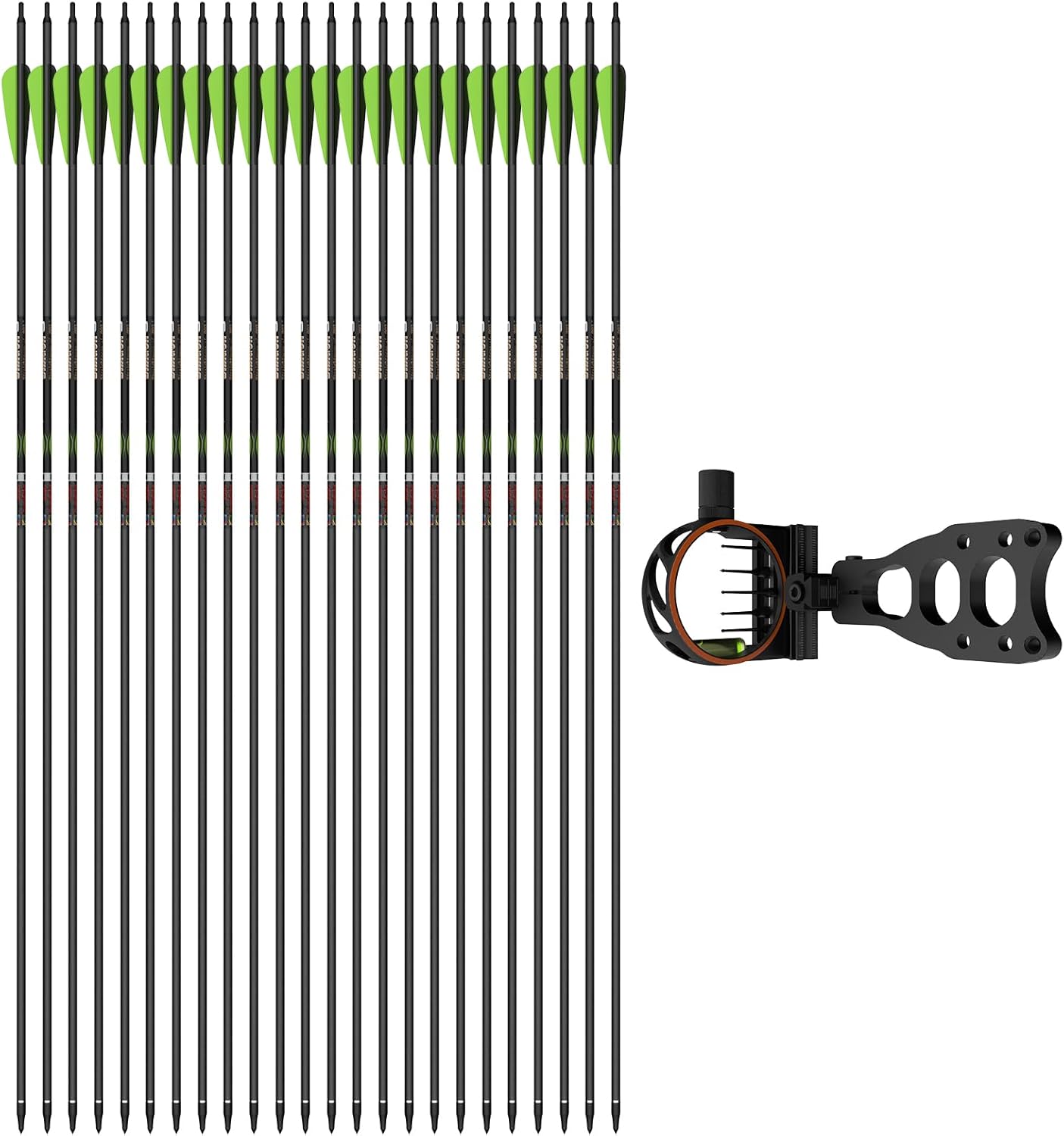 sanlida Archery Dragon 9 Carbon Hunting Arrows 24Pcs 350 Spine and Bow Sight