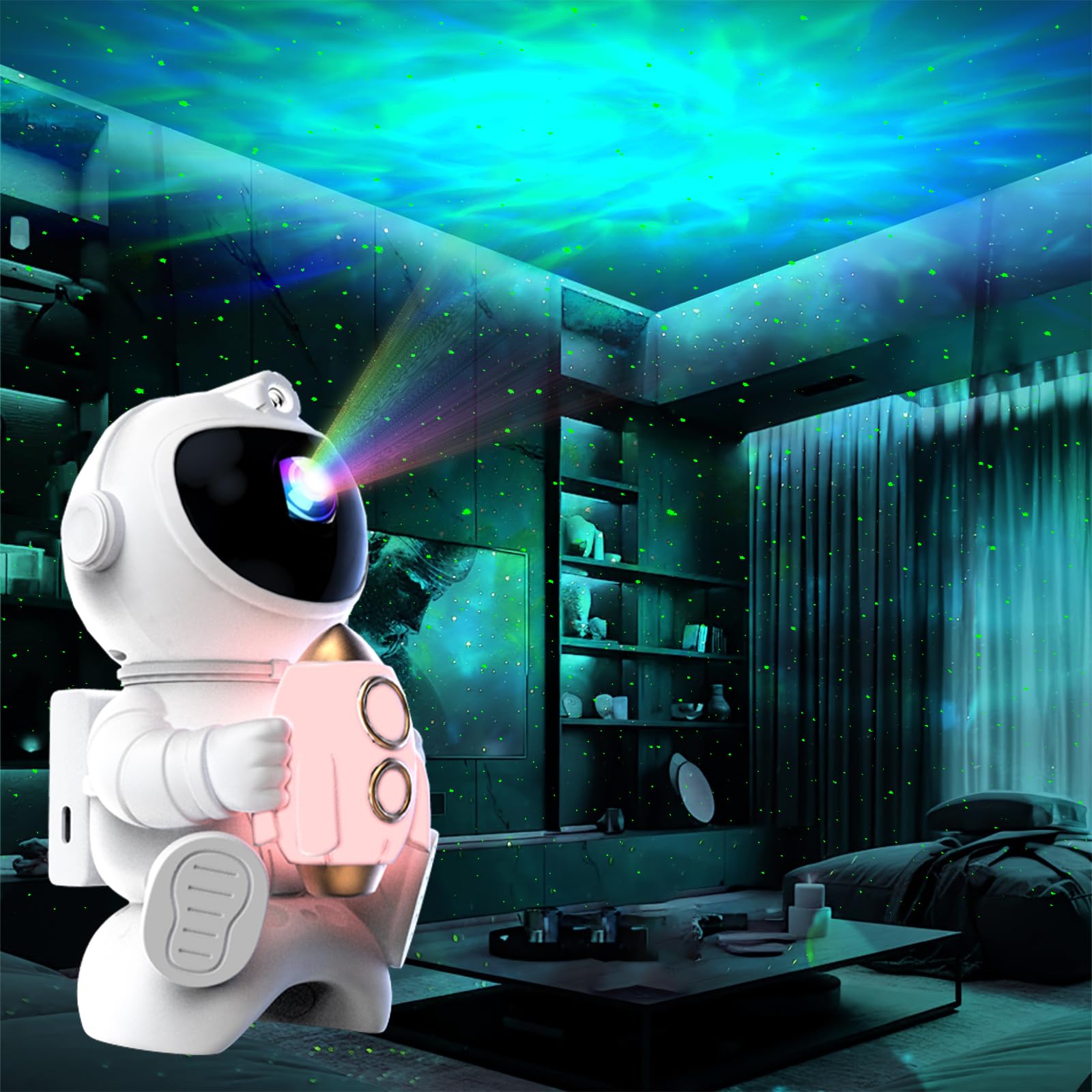 YATOSEEN Astronaut Galaxy Projector, 360° Adjustable Star Night Light with Remote Control and Speaker for Kids, Adult Home Party Ceiling Decoration