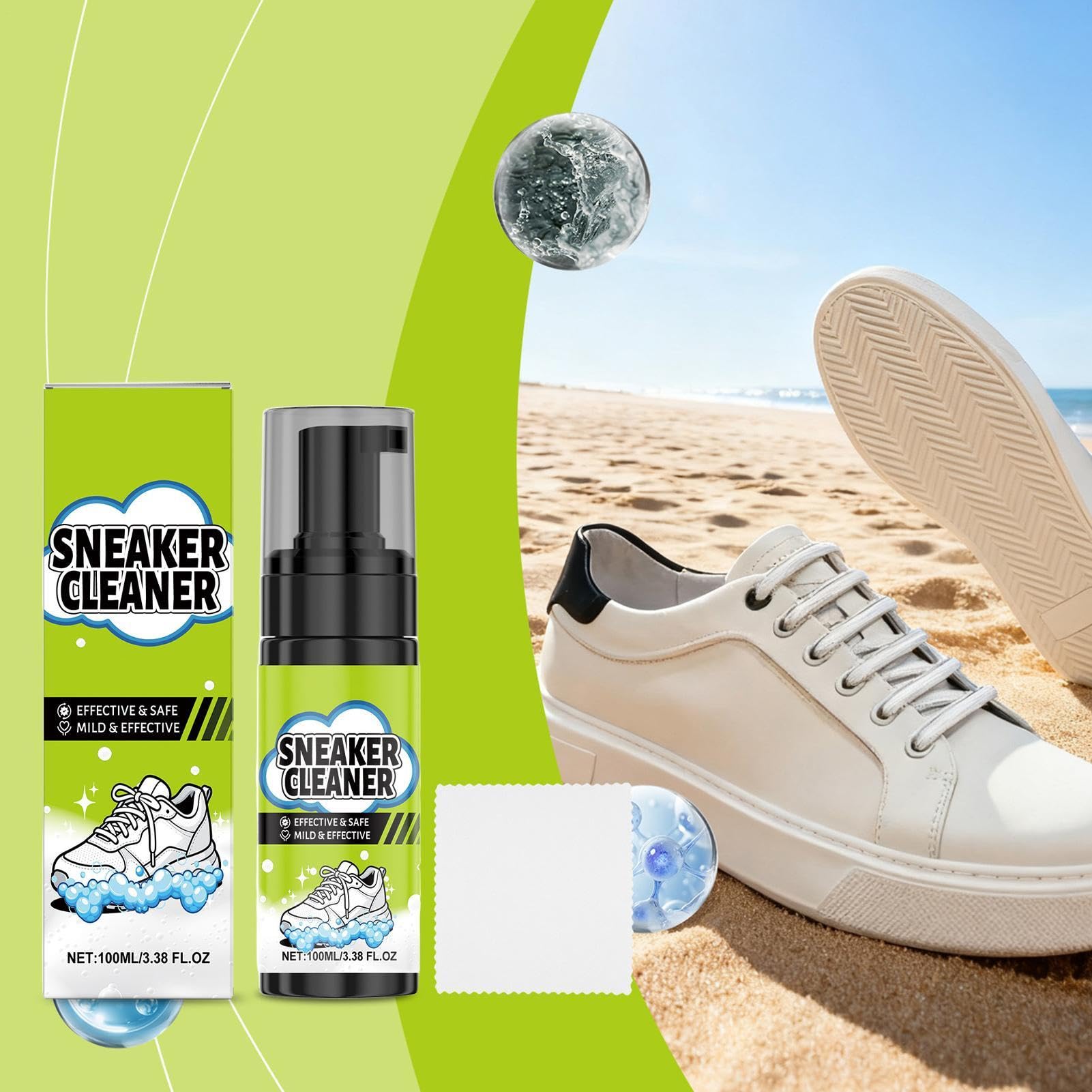 Detergente per scarpe da ginnastica, 100 ml, spray detergente sicuro ed