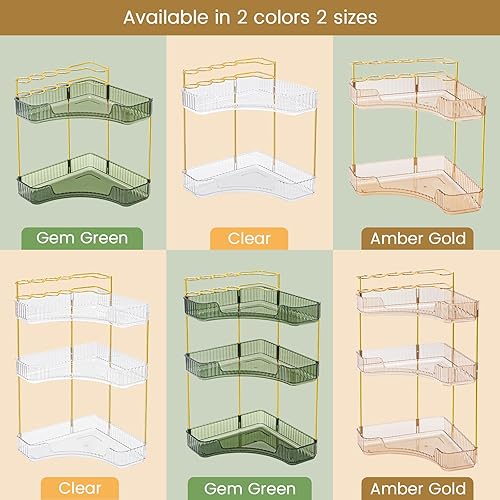 Miniatura 7 de NATURE'S SOURCE Organizador de maquillaje para tocador, organizador de baño de esquina de 3 niveles con soporte para brochas de maquillaje,