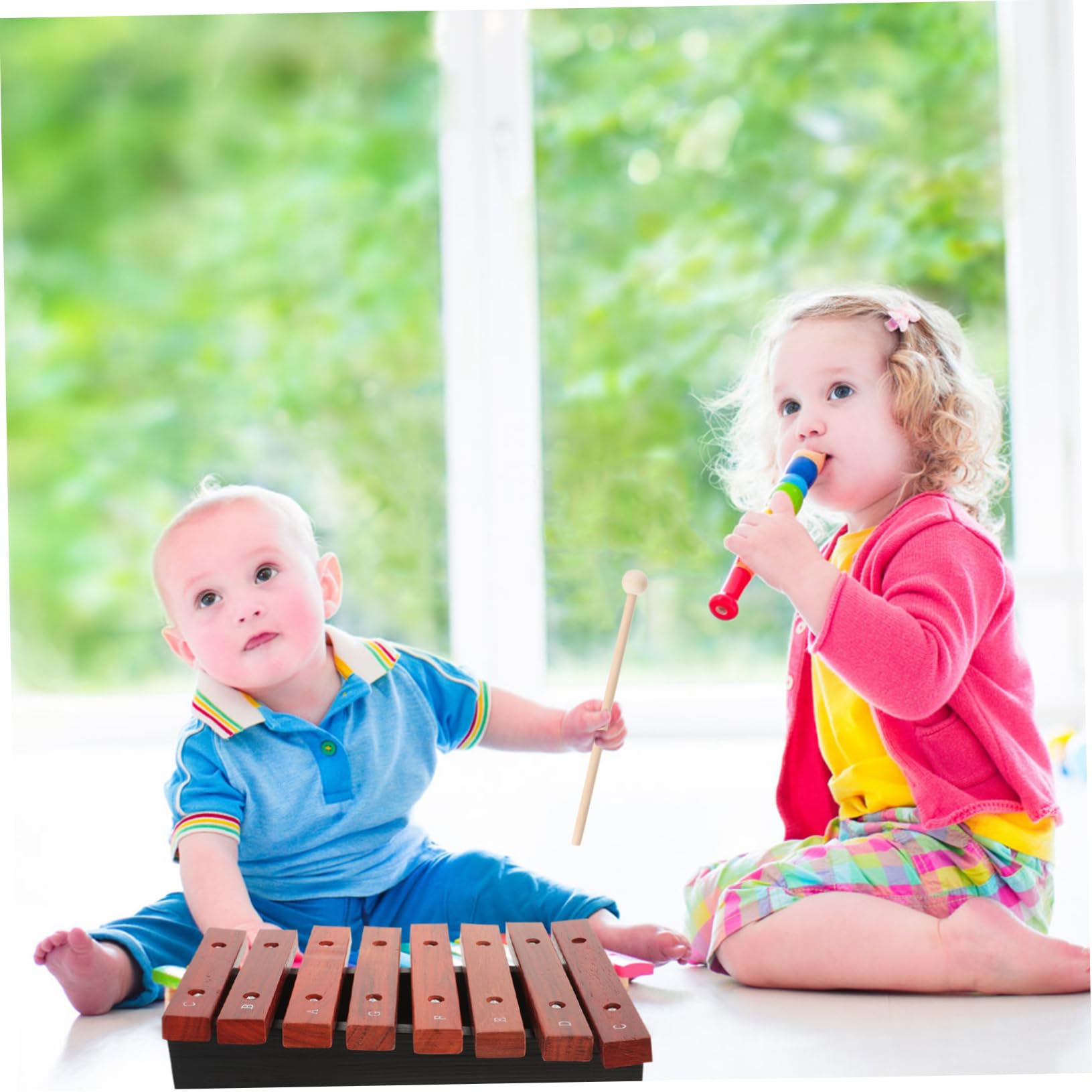 Vaguelly 8-Tasten Holz Xylophon für Kleinkinder mit Holzschlägeln Leicht und Tragbar Pädagogisches Musikinstrument als Geschenk zur Hand Auge Koordination Zufällige Farbe