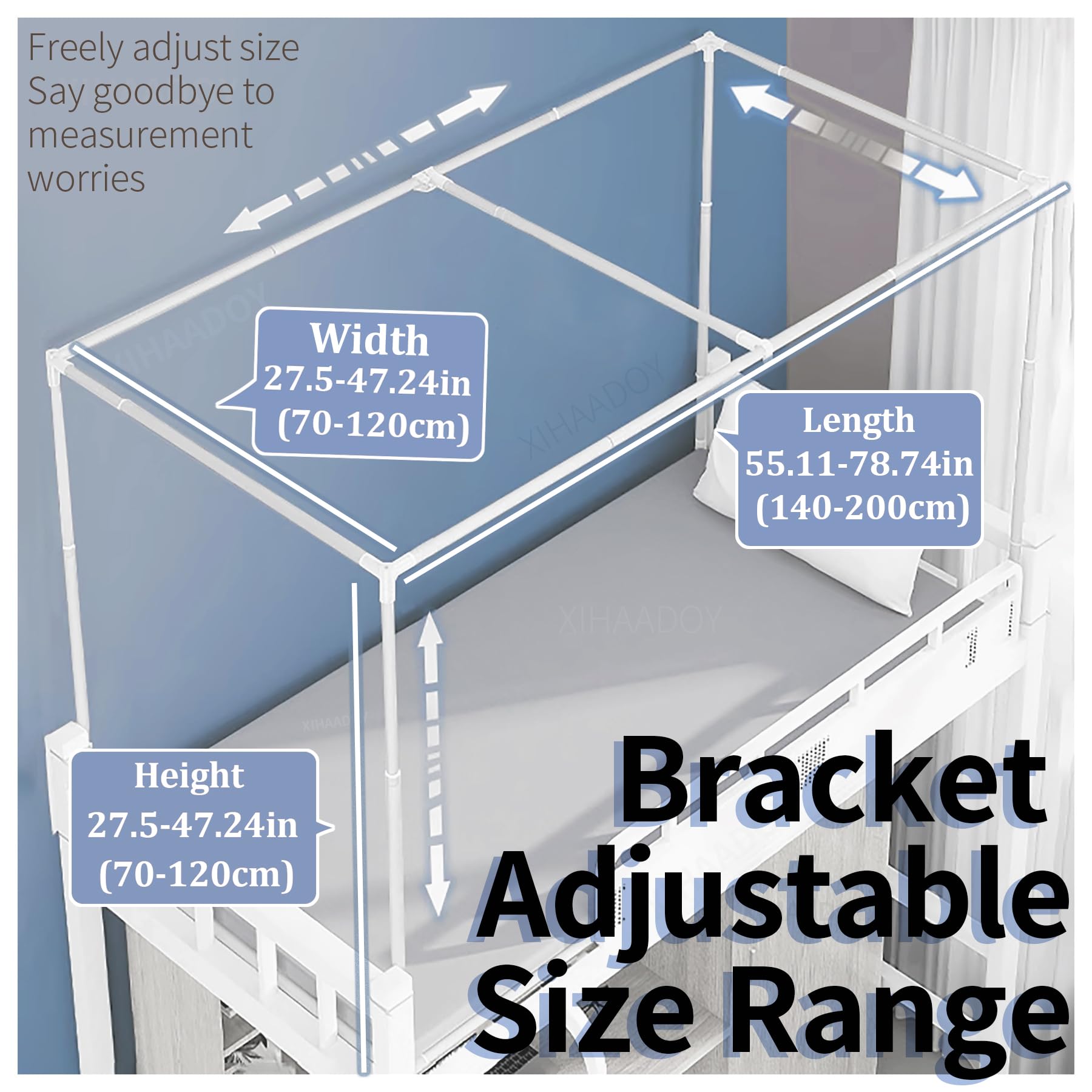 Cadre De Lit Rétractable Pour Couchette – Tente Universelle Réglable, Idéale Dortoir étudiant