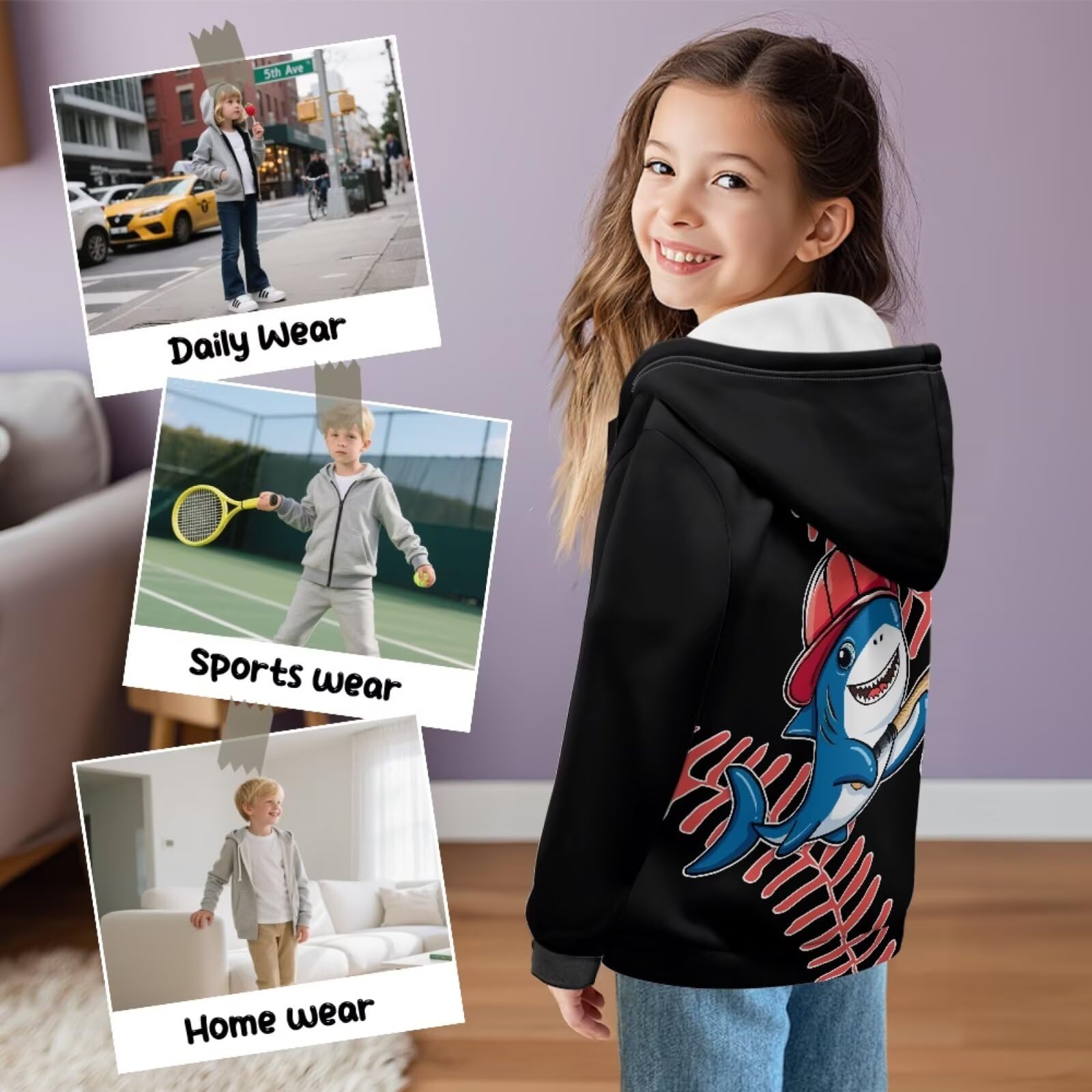 Sudadera de manga larga con cremallera frontal para niños, chaqueta de forro polar con bolsillos, ropa de otoño e invierno
