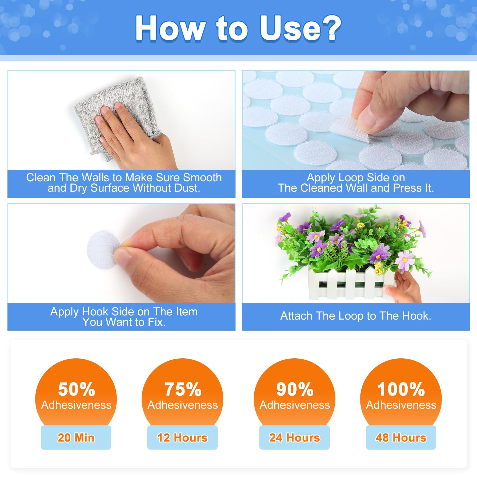 Velcro Biadesivo OFFCUP Tondini Adesivi Tondo,Punti Autoadesivi Con,Diametro Velcro Adesivo