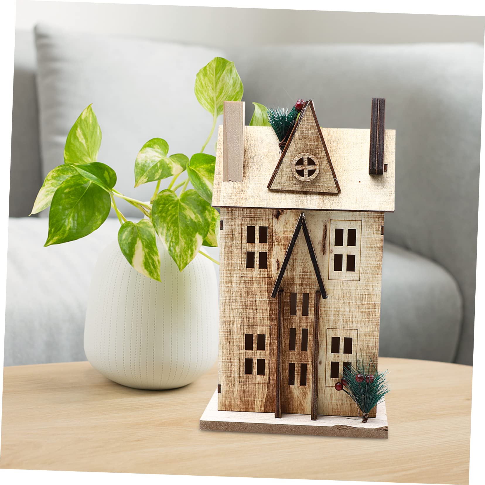 Homoyoyo 1pc Wooden House Decor Nordic Style Led Light Christmas Decoration for and Craftsmanship for Festive Atmosphere