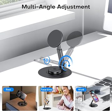 OMOTON MS05 [Height Adjustable] 360 Rotating Magnetic Phone Stand, Black