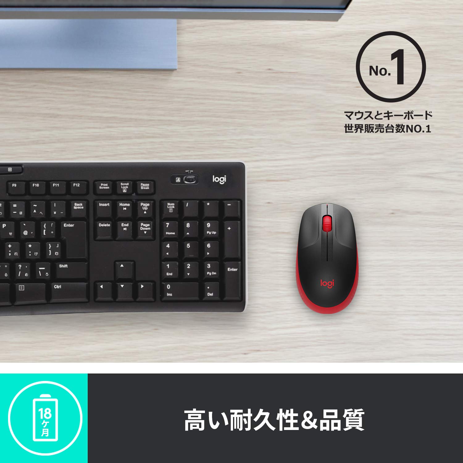 Amazon.co.jp: ロジクール フルサイズ ワイヤレス マウス M190RD