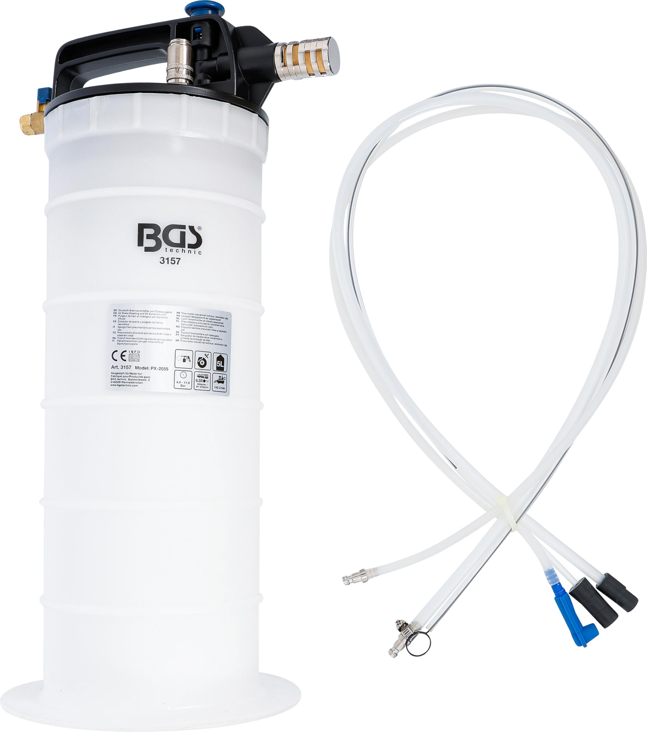 BGS 3157 | Extractor de aceite y purgado de frenos neumático