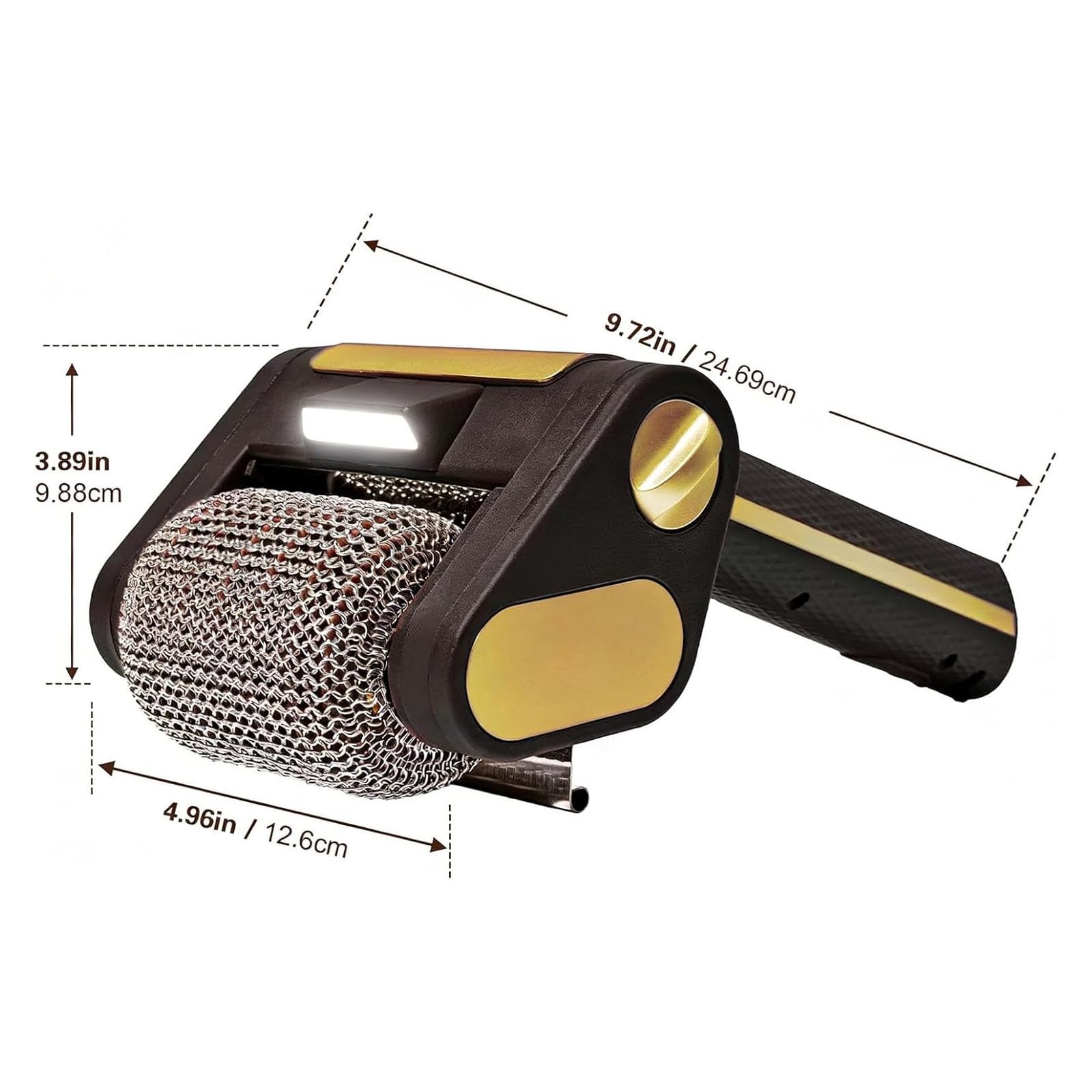 Spazzola elettrica per la pulizia della griglia, testa in acciaio inox senza setole, con luce LED, motore da 350 giri/min, strumento di pulizia ricaricabile per barbecue a gas in porcellana