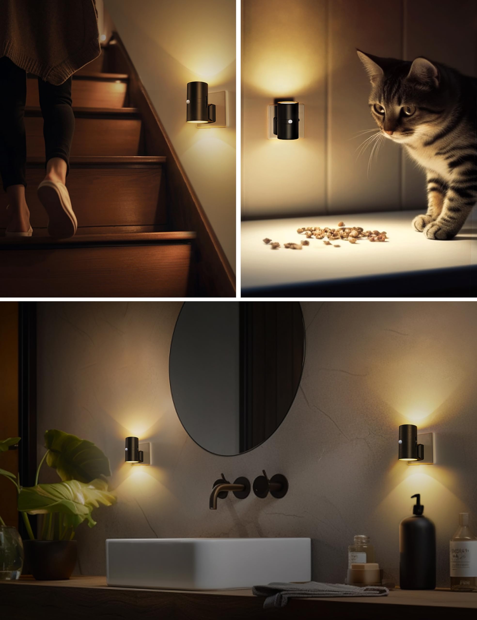 LOHAS-LED luce notturna con rilevatore di movimento, 1 pezzo, luce notturna da presa, bianco caldo 3000K, luminosità regolabile 0-100LM, luce notturna dimmerabile, per corridoio, camera da letto scala