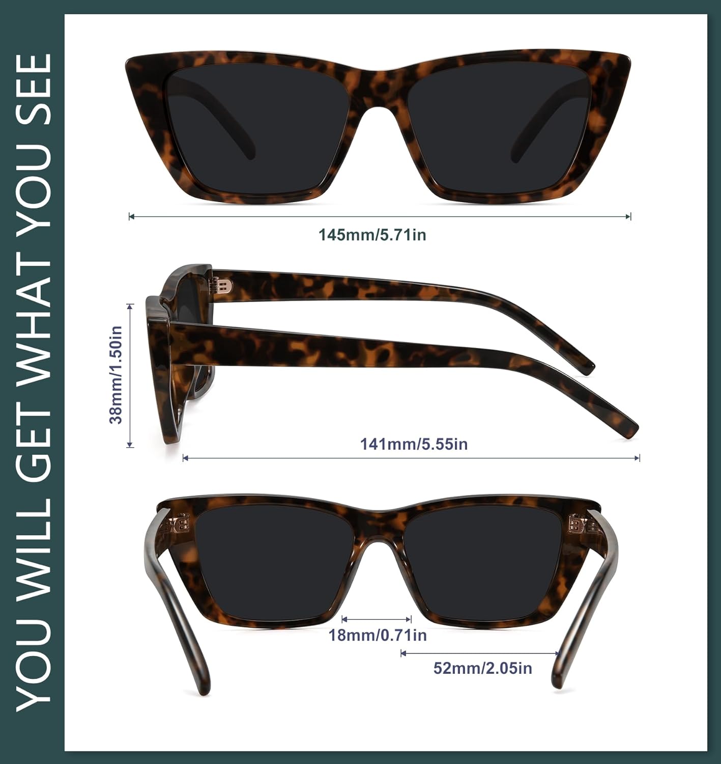 WOWSUN Narrow Small Vintage Polarized Cat Eye Sunglasses for Women - Image 5