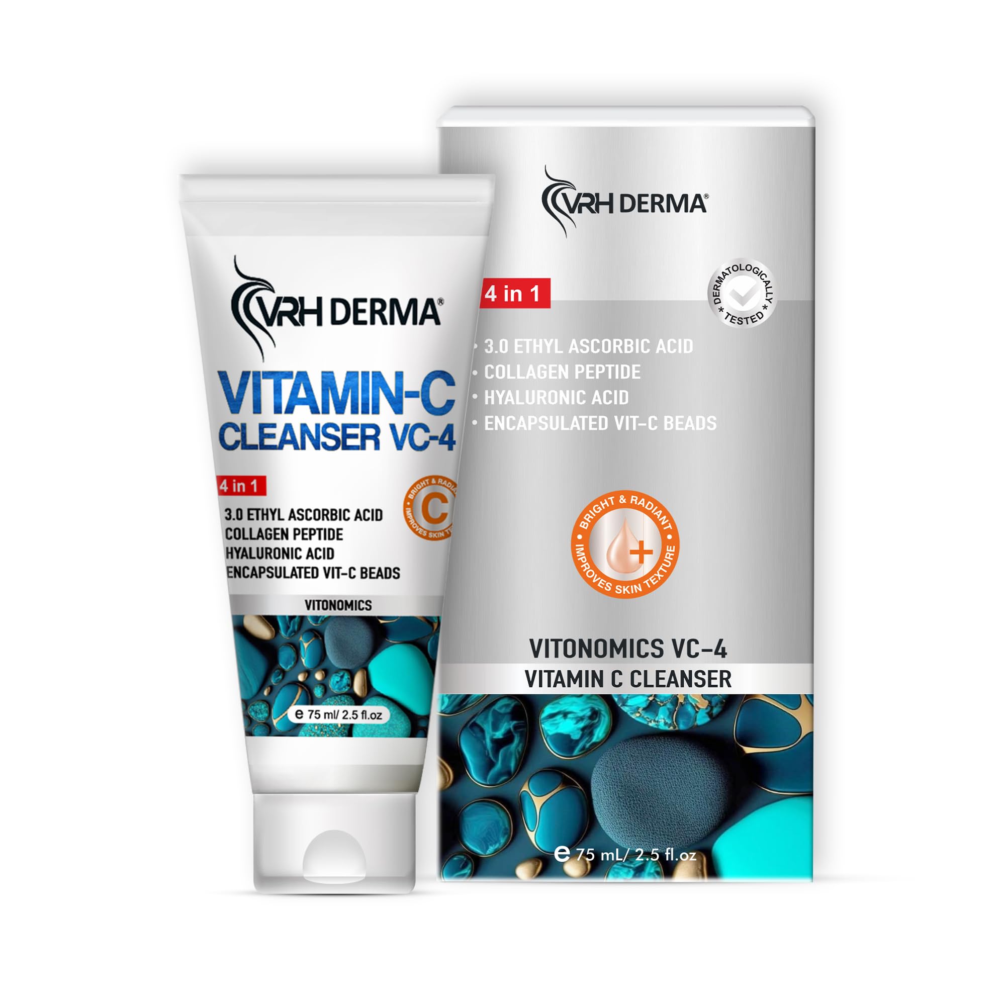 VRH Vitamin C Cleanser | Improves Skin Texture| Deep Cleanses & Hydrates Skin For Glowing And Brightening Skin | All Skin Types Vitamin C,Fades Dark Spots | Face Wash For Women & Men (75ml)