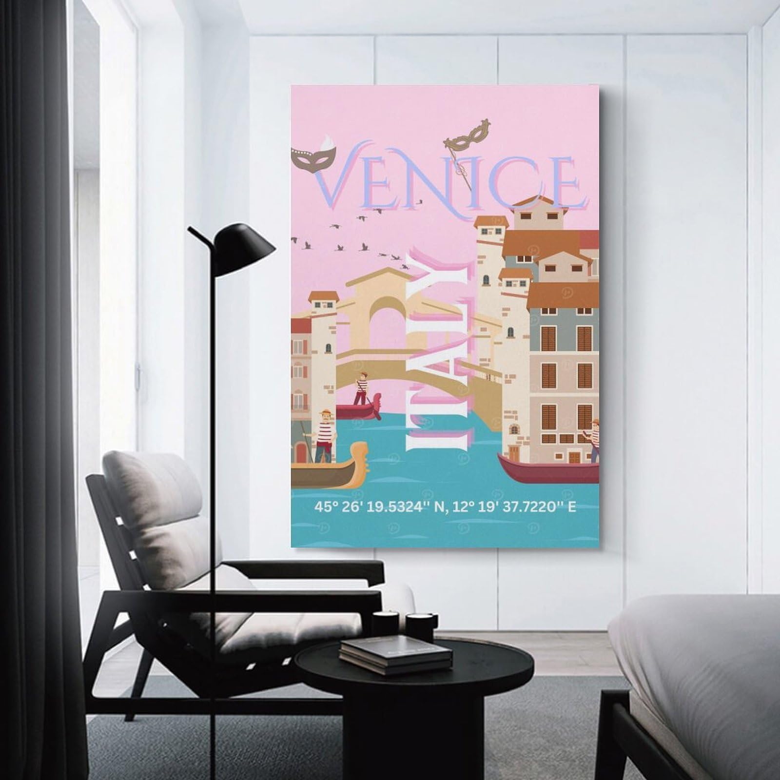 Junmoney Venice, Italy Travel (4) Room Decor Wall Art, 24x36inch(60x90cm), for Home, Office, Studio Or Guest Room, Canvas Wall Art That Fits Changing Layouts