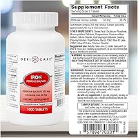 Vista 3 de GeriCare Ferrous Sulfate Tablets 325mg, Elemental Iron 65 mg High Potency Iron Supplement No Artificial Color Additives Dietary Supplement 1000