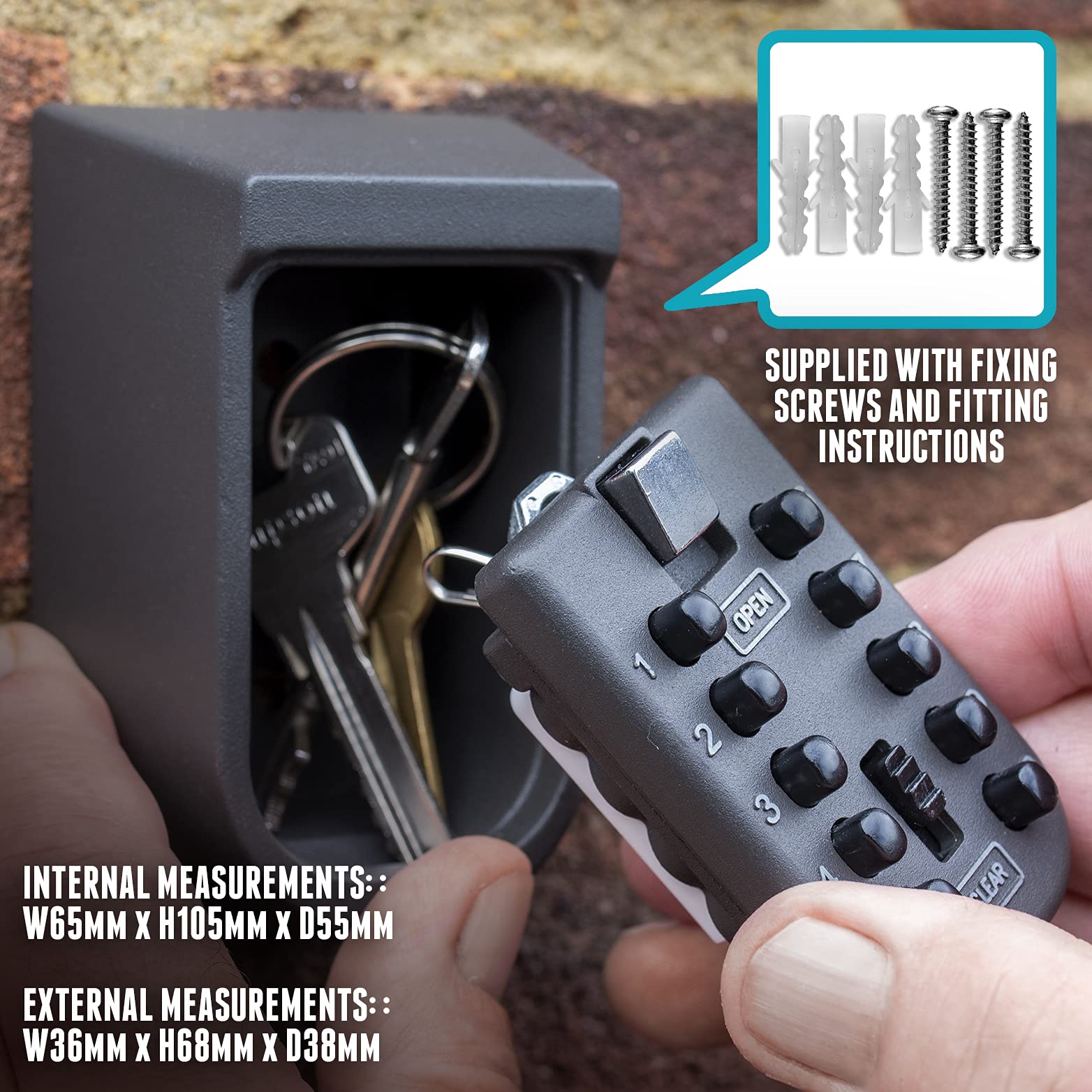 MAGIC JOHN Schlüsselsafe Wandmontiert - 12-stelliger Code | Polizeigenehmigt